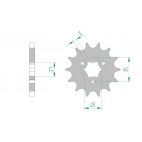 Kit chaine AFAM acier SUZUKI GT 750 L,M pas 530 1976 à 1977