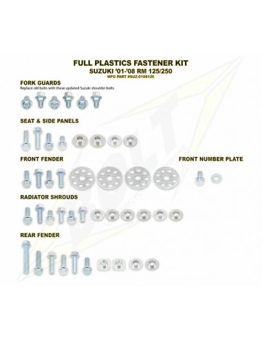 Kit vis complet de plastiques Bolt Suzuki RM125/250