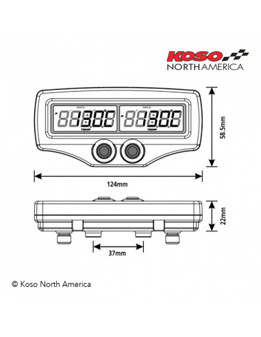 Compteur double EGT-02R KOSO compte-tours & temperature moteur capteur rapide Compteur double EGT-02R KOSO compte-tours & temperature moteur capteur rapide