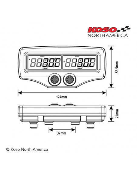 Compteur double EGT-02R KOSO compte-tours & temperature moteur capteur rapide Compteur double EGT-02R KOSO compte-tours & temperature moteur capteur rapide