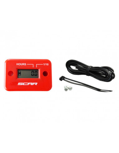 Compteur d'heures SCAR filaire avec Velcro rouge