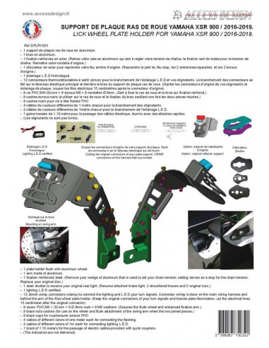Support de plaque ACCESS DESIGN ''ras de roue'' noir Yamaha XSR900