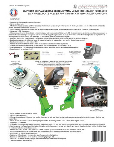 Support de plaque ACCESS DESIGN ''ras de roue''  noir Yamaha XJR1300