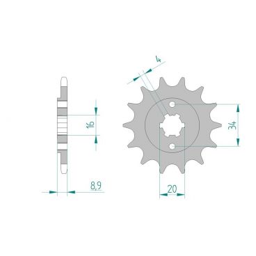 Kit chaine AFAM acier YAMAHA YFS 200 BLASTER 3JM,5KJ,5VM pas 520 1989 à 2006