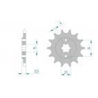 Kit chaine AFAM acier YAMAHA YFS 200 BLASTER 3JM,5KJ,5VM pas 520 1989 à 2006