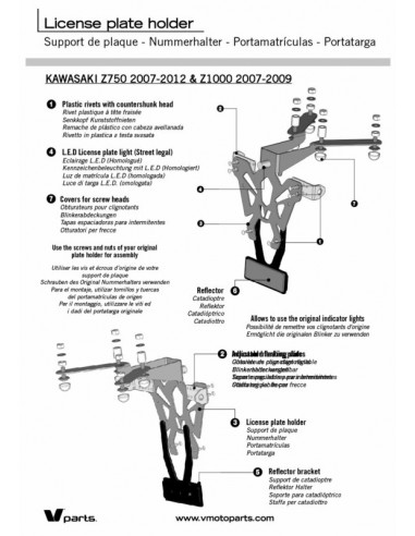 Support de plaque V PARTS noir Kawasaki Z750 Support de plaque V PARTS noir Kawasaki Z750