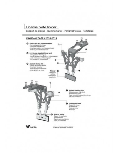 Support de plaque V PARTS noir Kawasaki ZX-6R Support de plaque V PARTS noir Kawasaki ZX-6R