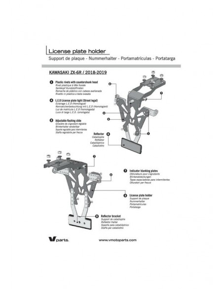 Support de plaque V PARTS noir Kawasaki ZX-6R Support de plaque V PARTS noir Kawasaki ZX-6R