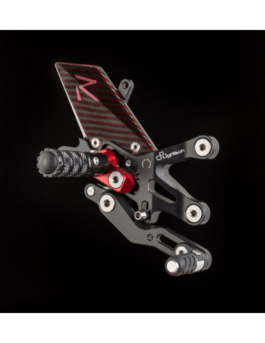 Commandes reculées réglables/repliables LIGHTECH Racing sélection inversée noir/rouge Ducati Panigale (R)