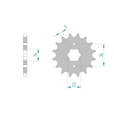 Kit chaine AFAM acier YAMAHA TW 125 5RS pas 428 2002 à 2006