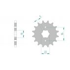 Kit chaine AFAM acier YAMAHA TW 200 /E 3LY pas 428 1989 à 1994