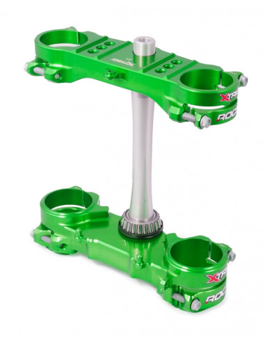 Té de fourche XTRIG Rocs Tech vert offset 23mm Kawasaki KXF