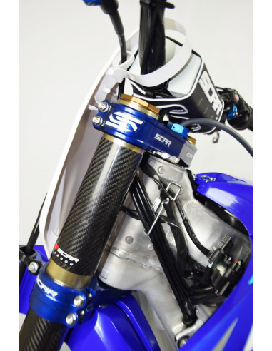 Té de fourche SCAR offset 22mm bleu Yamaha YZ250F/450F