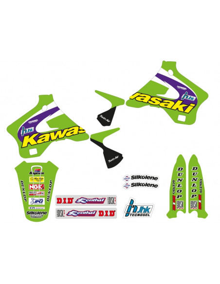 Kit déco complet TECNOSEL Team Kawasaki 1998 Kit déco complet TECNOSEL Team Kawasaki 1998