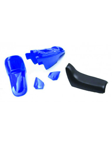 Kit plastiques ART couleur origine bleu avec selle complète noire + kit déco KUTVEK Racer bleu Yamaha PW50 Kit plastiques ART couleur origine bleu avec selle complète noire + kit déco KUTVEK Racer bleu Yamaha PW50