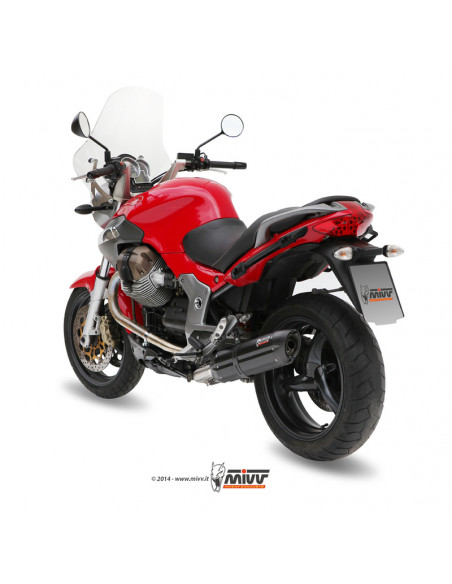 Silencieux MIVV Suono acier noir/casquette carbone Moto Guzzi Breva 1100