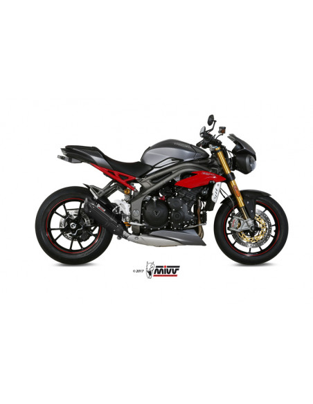 Silencieux MIVV Suono inox noir/casquette carbone Triumph Street Triple 1050