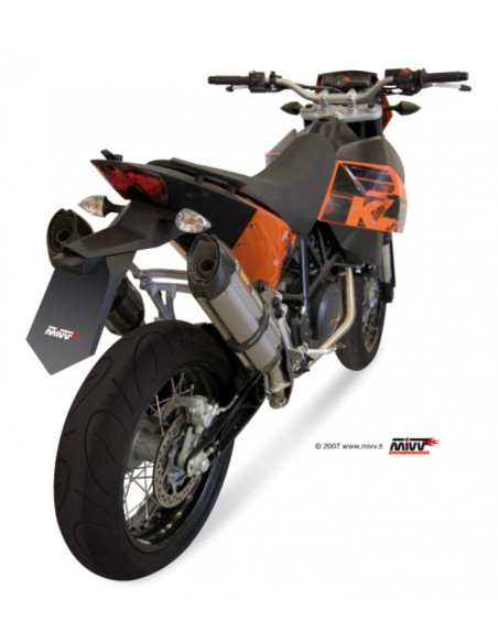 Silencieux double MIVV Suono inox/casquette carbone KTM 690 SM/SMC/SMR Silencieux double MIVV Suono inox/casquette carbone KTM 690 SM/SMC/SMR