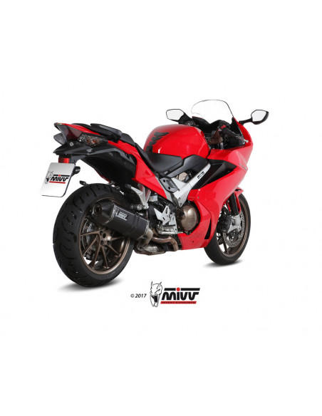 Silencieux MIVV Speed Edge inox noir / casquette carbone Honda VFR 800F Silencieux MIVV Speed Edge inox noir / casquette carbone Honda VFR 800F