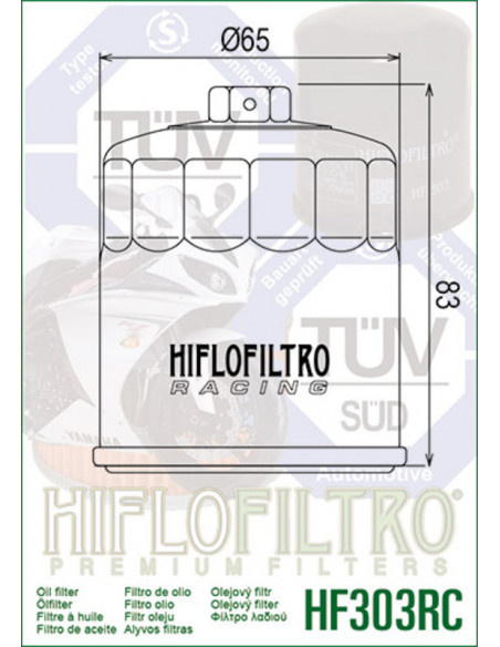 Filtre à huile HIFLOFILTRO Racing - HF303RC