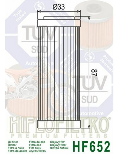 Filtre à huile HIFLOFILTRO - HF652