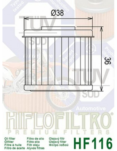 Filtre à huile HIFLOFILTRO - HF116