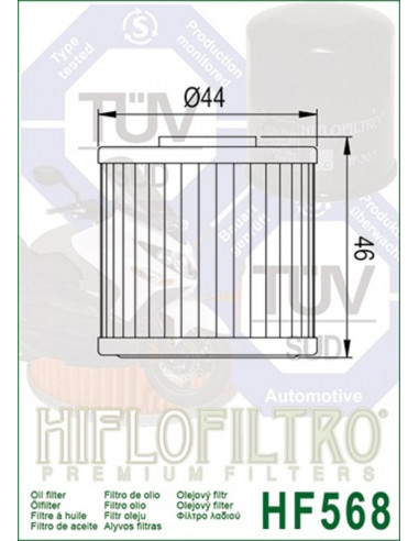 Filtre à huile HIFLOFILTRO - HF568 Kymco 400I Xciting