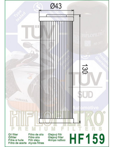 Filtre à huile HIFLOFILTRO - HF159 Ducati Filtre à huile HIFLOFILTRO - HF159 Ducati