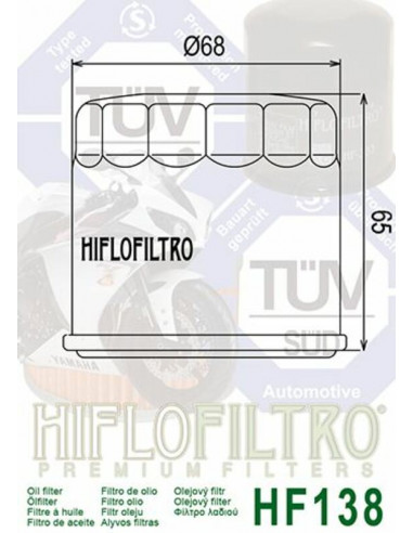 Filtre à huile HIFLOFILTRO Noir brillant - HF138 Filtre à huile HIFLOFILTRO Noir brillant - HF138