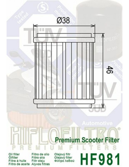 Filtre à huile HIFLOFILTRO - HF981 Filtre à huile HIFLOFILTRO - HF981