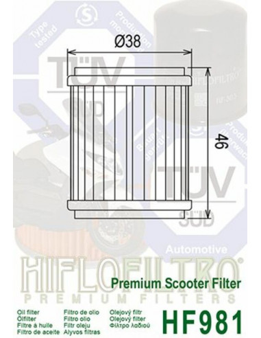 Filtre à huile HIFLOFILTRO - HF981 Filtre à huile HIFLOFILTRO - HF981