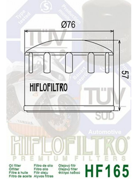 Filtre à huile HIFLOFILTRO - HF165 BMW F800 Filtre à huile HIFLOFILTRO - HF165 BMW F800