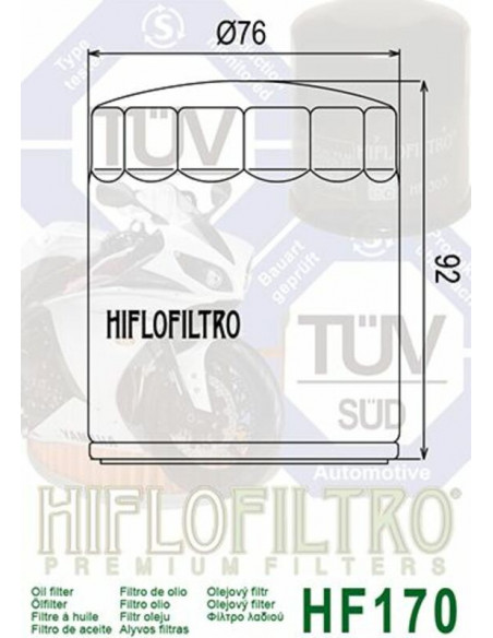 Filtre à huile HIFLOFILTRO Chrome - HF170C Filtre à huile HIFLOFILTRO Chrome - HF170C