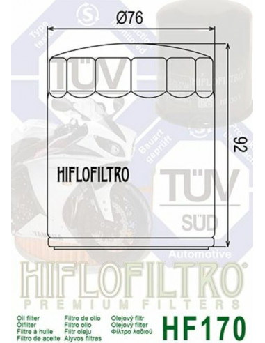 Filtre à huile HIFLOFILTRO Chrome - HF170C Filtre à huile HIFLOFILTRO Chrome - HF170C