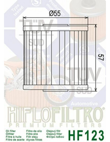 Filtre à huile HIFLOFILTRO - HF123 Filtre à huile HIFLOFILTRO - HF123