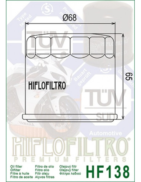 Filtre à huile HIFLOFILTRO Racing - HF138RC Filtre à huile HIFLOFILTRO Racing - HF138RC