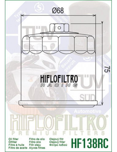 Filtre à huile HIFLOFILTRO Racing - HF138RC Filtre à huile HIFLOFILTRO Racing - HF138RC