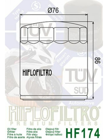 Filtre à huile HIFLOFILTRO Chrome - HF174C