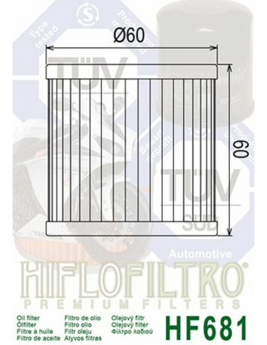 Filtre à huile HIFLOFILTRO - HF681 Hyosung