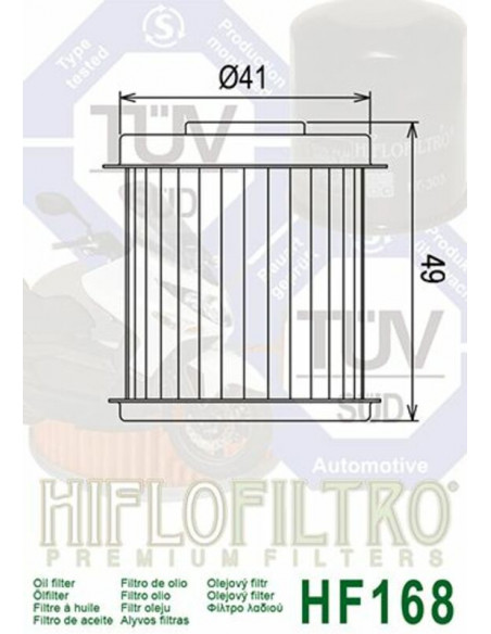 Filtre à huile HIFLOFILTRO - HF168 Daelim