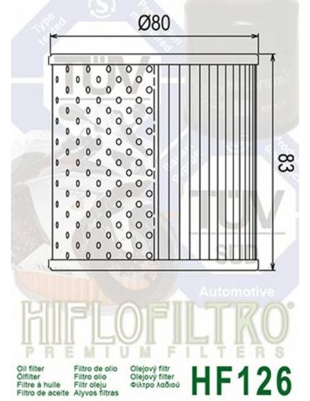 Filtre à huile HIFLOFILTRO - HF126