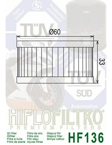 Filtre à huile HIFLOFILTRO - HF136 Filtre à huile HIFLOFILTRO - HF136
