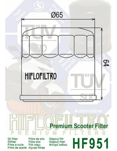 Filtre à huile HIFLOFILTRO - HF951 Filtre à huile HIFLOFILTRO - HF951