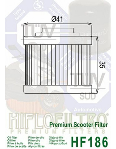 Filtre à huile HIFLOFILTRO - HF186 Aprilia Scarabeo Filtre à huile HIFLOFILTRO - HF186 Aprilia Scarabeo