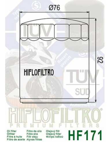 Filtre à huile HIFLOFILTRO Noir brillant - HF171B Filtre à huile HIFLOFILTRO Noir brillant - HF171B