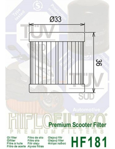 Filtre à huile HIFLOFILTRO - HF181 Filtre à huile HIFLOFILTRO - HF181