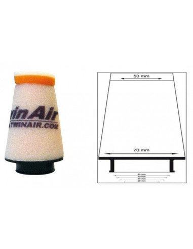 Filtre à air TWIN AIR conique Ø45mm - 158967 Filtre à air TWIN AIR conique Ø45mm - 158967