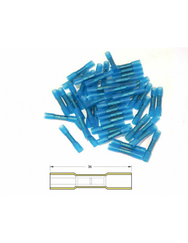 Bout à bout à sertir thermo-rétractable BIHR Ø1,5/2,5mm² - 50pcs transparent bleu