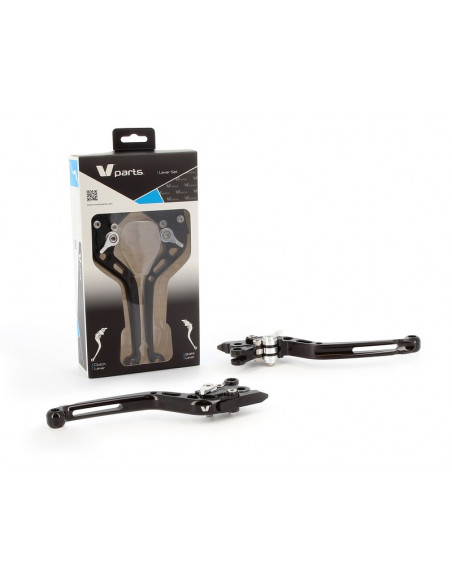 Leviers V-PARTS standard 175mm taillé masse noir/visserie alu avec adaptateurs par paire MV Agusta