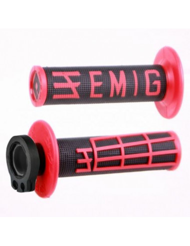 Revêtements ODI Emig V2 Lock-On Semi-gauffrée noir/rouge